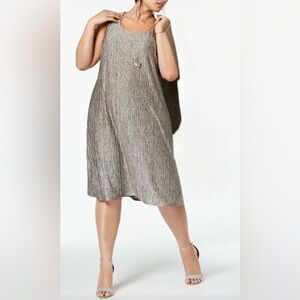 R&M Richards Metallic Gray Midi Skirt